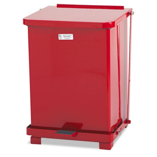 Picture of Defenders Heavy-Duty Steel Step Can, 4 gal, Steel, Red