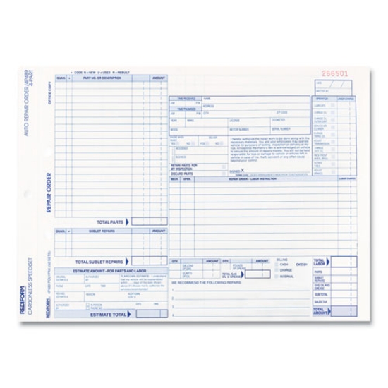Picture of Speediset Four-Part Auto Repair Form, Four-Part Carbonless, 11 x 8.5, 50 Forms Total