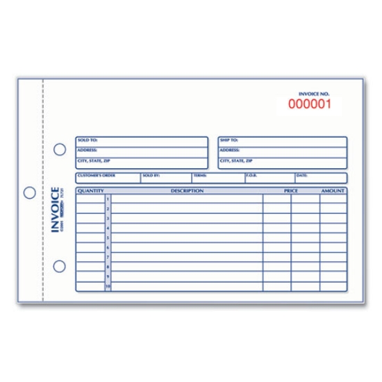 Picture of Invoice Book, Two-Part Carbonless, 5.5 x 7.88, 50 Forms Total