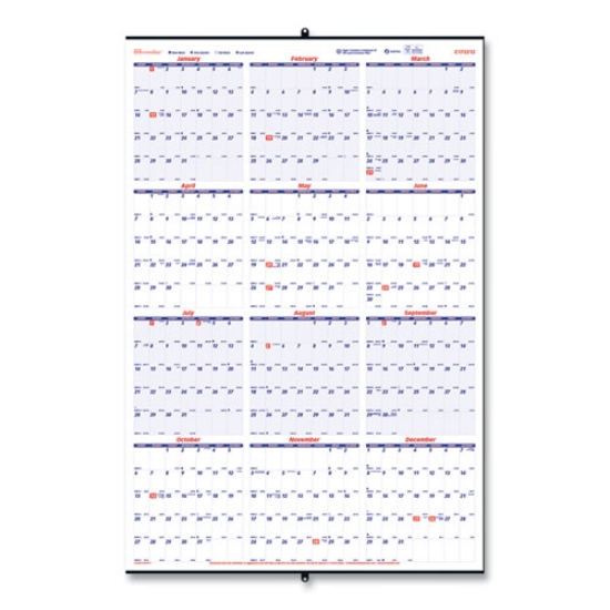 Picture of Yearly Wall Calendar, 24 x 36, White/Blue Sheets, 12-Month (Jan to Dec): 2024