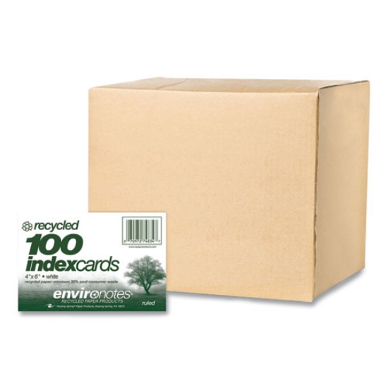 Picture of Environotes Recycled Index Cards, Narrow Ruled, 4 x 6, White, 100 Cards, 36/Carton, Ships in 4-6 Business Days
