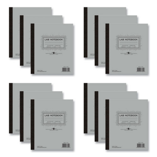 Picture of Lab and Science Carbonless Notebook, Quad Rule (4 sq/in), Gray Cover, (100) 11x9.25 Sheets, 12/CT, Ships in 4-6 Business Days