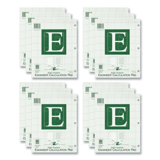 Picture of Engineer Pad, (0.5" Margins), Quad Rule (5 sq/in, 1 sq/in), 200 Lt Green 8.5x11 Sheets/Pad, 12/CT, Ships in 4-6 Business Days