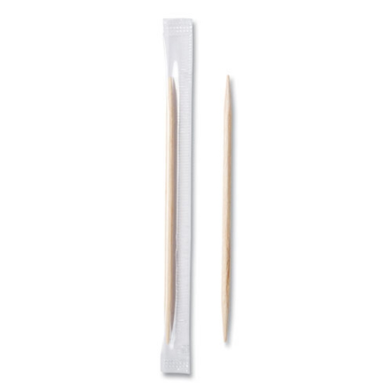 Picture of Mint Cello-Wrapped Wood Toothpicks, 2.5", Natural, 1,000/box, 15 Boxes/carton