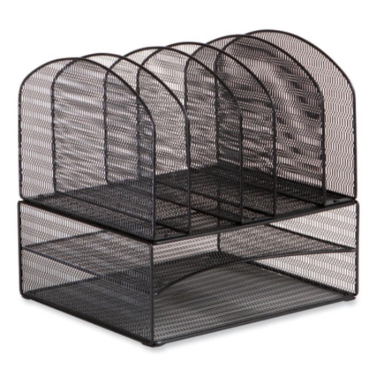 Picture of Onyx Mesh Desk Organizer, 2 Horizontal/6 Upright Sections, Letter Size, 13.25 x 11.32 x 13.32, Black, Ships in 1-3 Bus Days