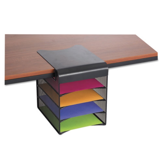 Picture of Onyx Hanging Organizer, Solid Top Horizontal, 4 Compartments, Steel Mesh, 12.33 x 12 x 10, Black
