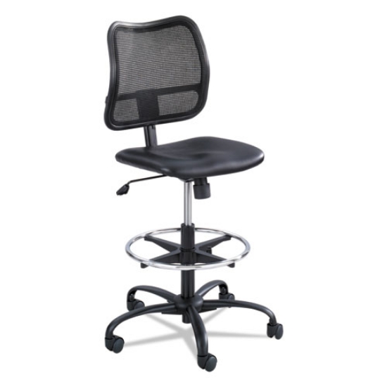Picture of Vue Series Mesh Extended-Height Chair, Supports Up To 250 Lb, 23" To 33" Seat Height, Black Vinyl Seat, Black Base