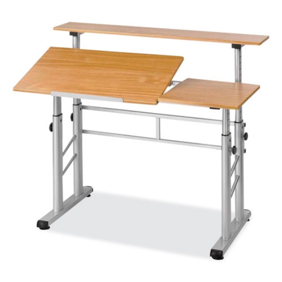 Picture of Height-Adjust Split Level Drafting Table, Rectangular/Square, 47.25x29.75x26 to 37.25, Medium Oak, Ships in 1-3 Business Days