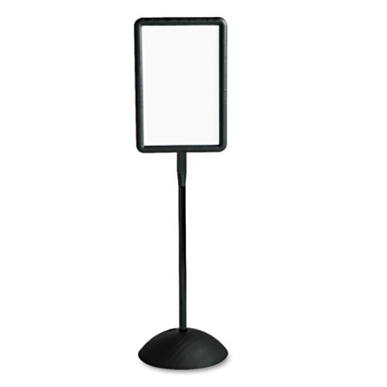Picture of WriteWay Double-Sided Magnetic Dry Erase Standing Message Sign, Rectangle, 65" Tall Black Stand, 14.25 x 22.25 White Face