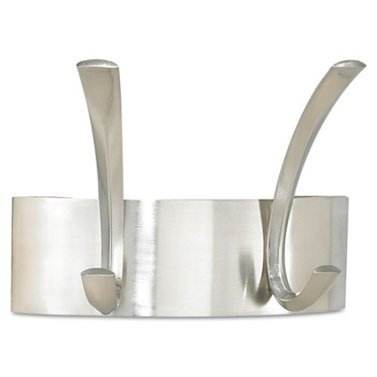 Picture of Metal Coat Rack, Wall Rack, Two Hooks, Steel, 7w x 4.5d x 5.25h, Brushed Nickel