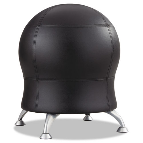 Picture of Zenergy Ball Chair, Backless, Supports Up To 250 Lb, Black Vinyl Seat, Silver Base