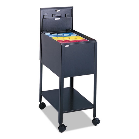 Picture of Standard Locking Mobile Tub File, Letter Size, Metal, 1 Shelf, 1 Bin, 13.5" x 19.25" x 28", Black