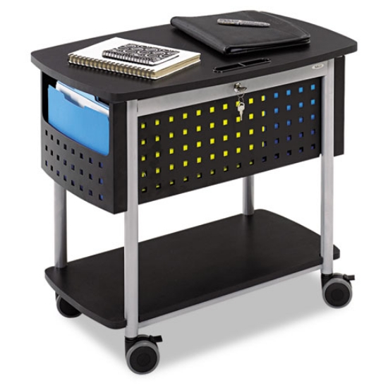 Picture of Scoot Mobile File, Metal, 2 Shelves, 2 Bins, 29.75" x 18.75" x 27", Black/Silver