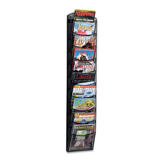 Picture of Onyx Mesh Literature Rack, Ten Compartments, 10.25w X 3.5d X 50.75h, Black