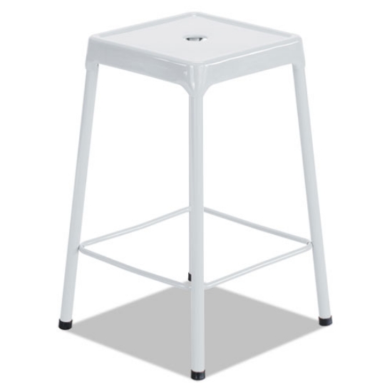 Picture of Bar-Height Steel Stool, Backless, Supports Up To 250 Lb, 29" Seat Height, White