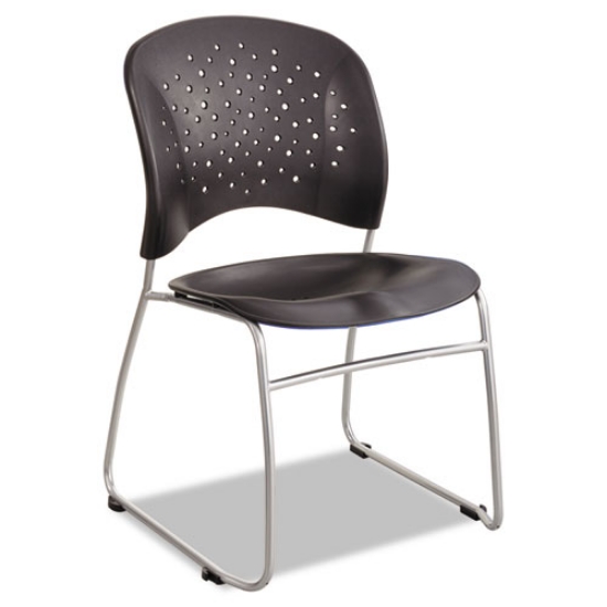 Picture of Reve Guest Chair with Sled Base, 19.75" x 23.5" x 33.5", Black Seat, Black Back, Silver Base, 2/Carton