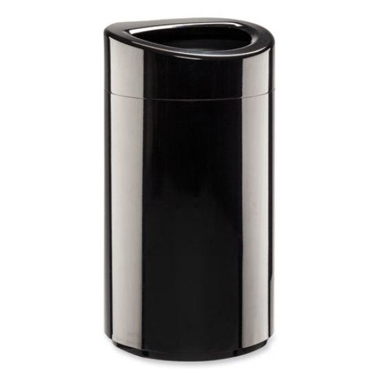 Picture of Open Top Oval Waste Receptacle, 14 gal, Steel, Black, Ships in 1-3 Business Days