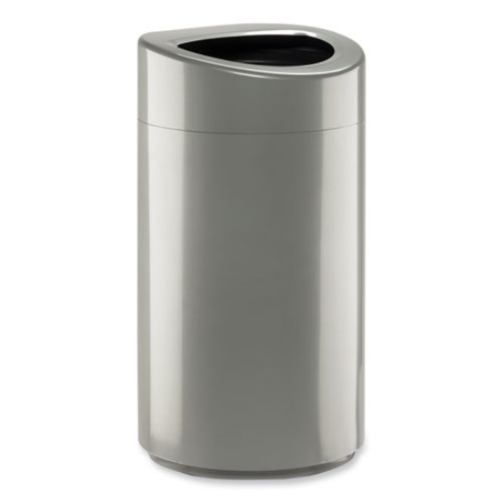 Picture of Open Top Oval Waste Receptacle, 14 gal, Steel, Silver, Ships in 1-3 Business Days