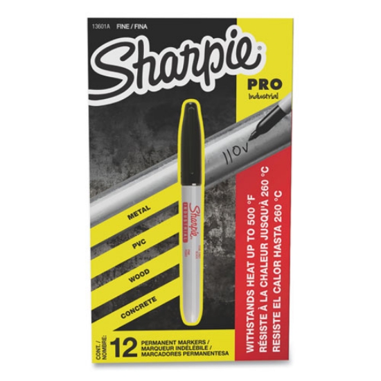 Picture of Industrial Permanent Marker, Fine Bullet Tip, Black, Dozen