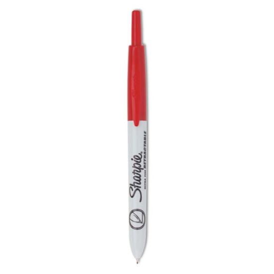 Picture of Retractable Permanent Marker, Extra-Fine Needle Tip, Red