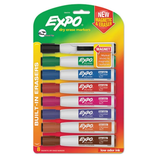 Picture of Magnetic Dry Erase Marker, Broad Chisel Tip, Assorted Colors, 8/pack