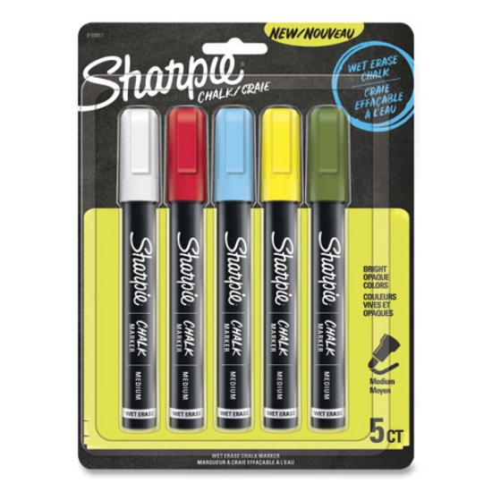 Picture of Wet-Erase Chalk Marker, Medium Bullet Tip, Assorted Colors, 5/pack