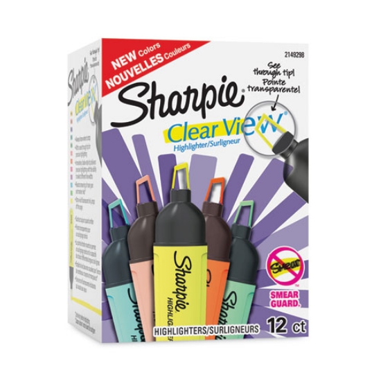 Picture of Clearview Tank-Style Highlighter, Assorted Ink Colors, Chisel Tip, Assorted Barrel Colors, 12/Pack