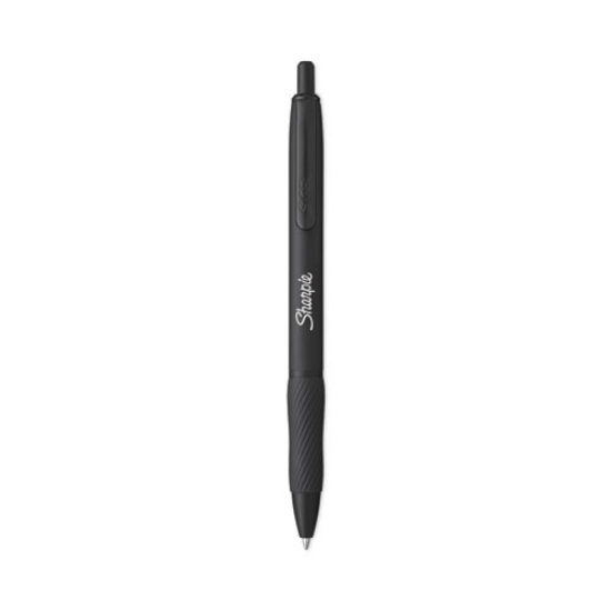 Picture of S-Gel Premium Metal Barrel Gel Pen, Retractable, Medium 0.7 mm, Black Ink, Black Barrel, 4/Pack