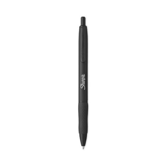 Picture of S-Gel Premium Metal Barrel Gel Pen, Retractable, Medium 0.7 mm, Black Ink, Black Barrel, Dozen
