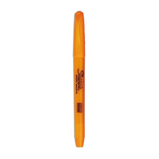 Picture of Pocket Style Highlighters, Fluorescent Orange Ink, Chisel Tip, Orange Barrel, Dozen