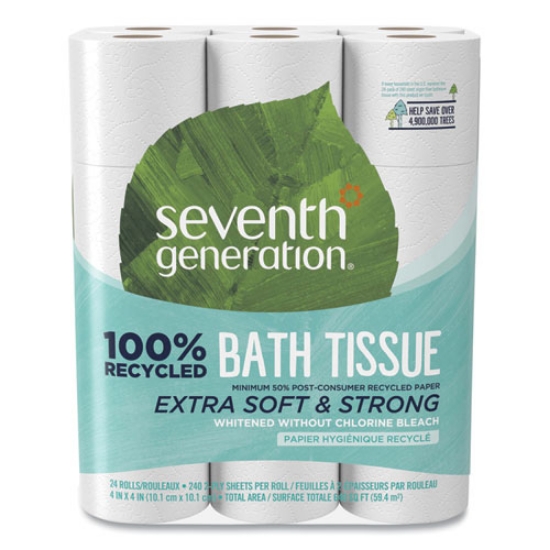 Picture of 100% Recycled Bathroom Tissue, Septic Safe, 2-Ply, White, 240 Sheets/roll, 24/pack, 2 Packs/carton