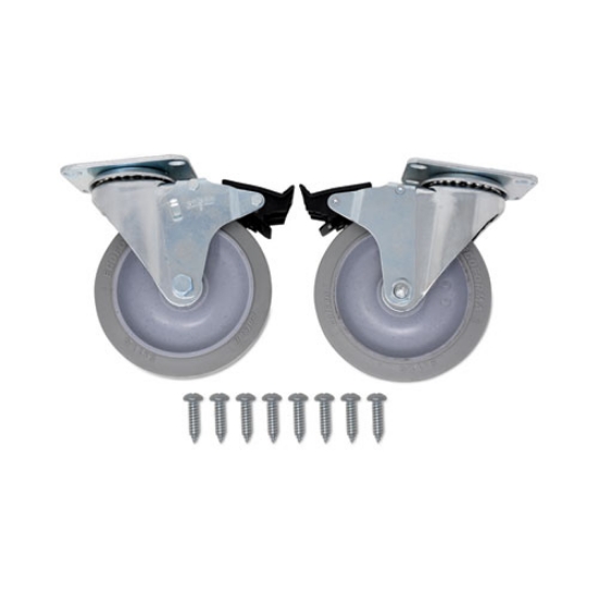 Picture of Caster Kit for Mega BRUTE Mobile Collector, Swivel Mount Plate, 5" Wheel, Black, 2/Set