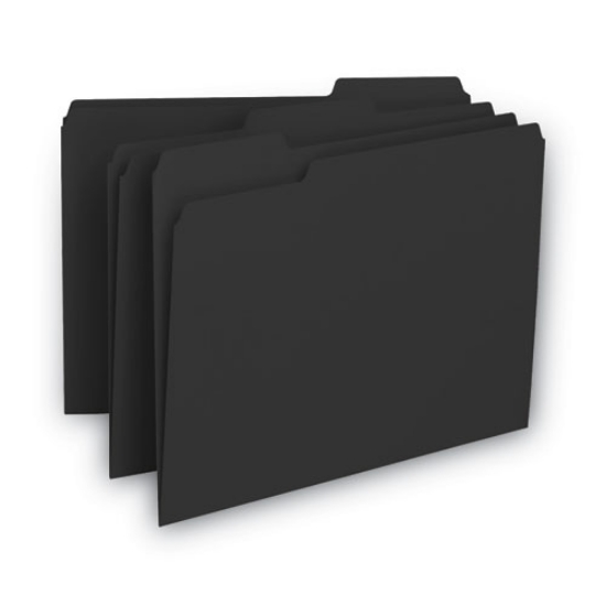 Picture of Interior File Folders, 1/3-Cut Tabs: Assorted, Letter Size, 0.75" Expansion, Black/Gray, 100/Box