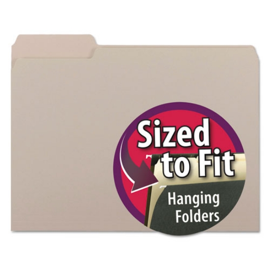 Picture of Interior File Folders, 1/3-Cut Tabs: Assorted, Letter Size, 0.75" Expansion, Gray, 100/Box