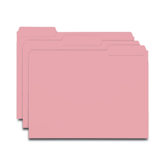 Picture of Interior File Folders, 1/3-Cut Tabs: Assorted, Letter Size, 0.75" Expansion, Pink, 100/Box