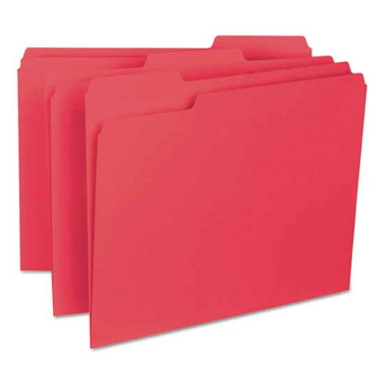 Picture of Interior File Folders, 1/3-Cut Tabs: Assorted, Letter Size, 0.75" Expansion, Red, 100/Box