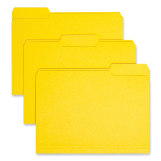 Picture of Interior File Folders, 1/3-Cut Tabs: Assorted, Letter Size, 0.75" Expansion, Yellow, 100/Box