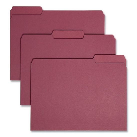 Picture of Interior File Folders, 1/3-Cut Tabs: Assorted, Letter Size, 0.75" Expansion, Maroon, 100/Box