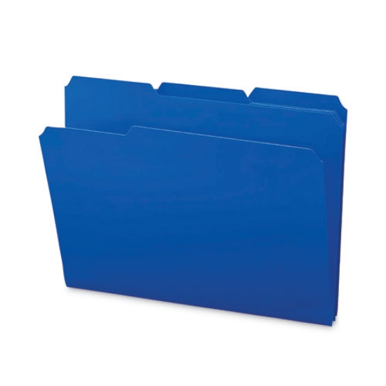 Picture of Top Tab Poly Colored File Folders, 1/3-Cut Tabs: Assorted, Letter Size, 0.75" Expansion, Blue, 24/Box