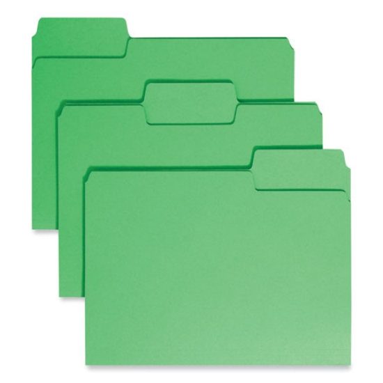 Picture of SuperTab Colored File Folders, 1/3-Cut Tabs: Assorted, Letter Size, 0.75" Expansion, 11-pt Stock, Green, 100/Box