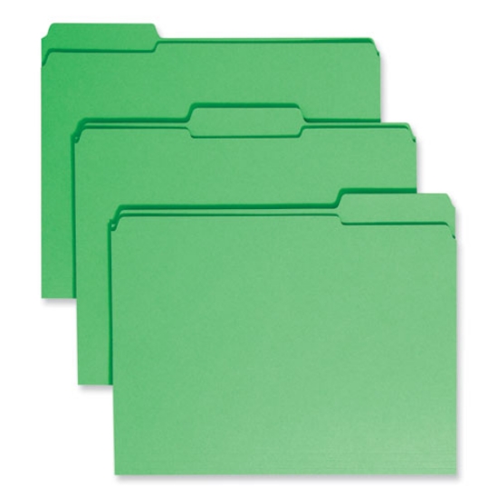 Picture of Reinforced Top Tab Colored File Folders, 1/3-Cut Tabs: Assorted, Letter Size, 0.75" Expansion, Green, 100/Box