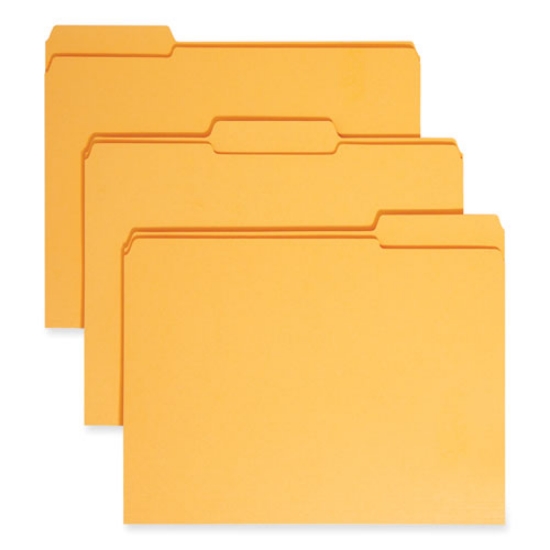 Picture of Reinforced Top Tab Colored File Folders, 1/3-Cut Tabs: Assorted, Letter Size, 0.75" Expansion, Goldenrod, 100/Box