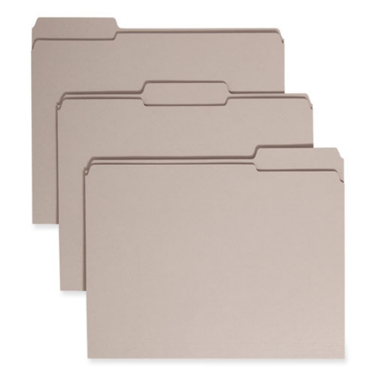 Picture of Reinforced Top Tab Colored File Folders, 1/3-Cut Tabs: Assorted, Letter Size, 0.75" Expansion, Gray, 100/Box