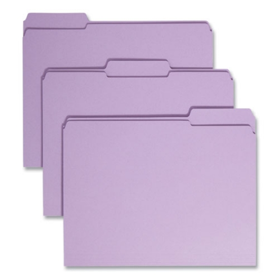 Picture of Reinforced Top Tab Colored File Folders, 1/3-Cut Tabs: Assorted, Letter Size, 0.75" Expansion, Lavender, 100/Box