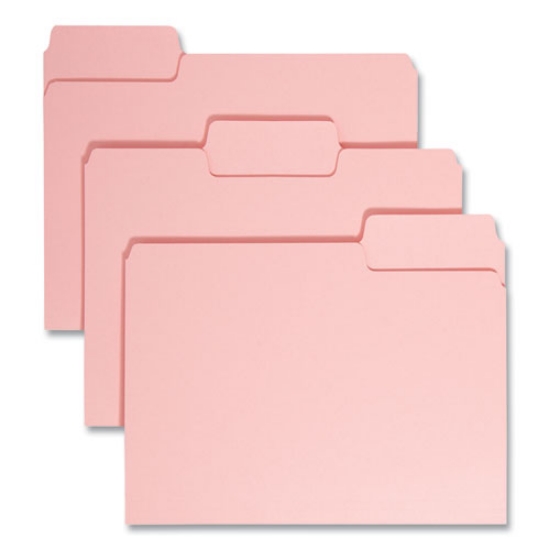 Picture of Colored File Folders, 1/3-Cut Tabs: Assorted, Letter Size, 0.75" Expansion, Pink, 100/Box