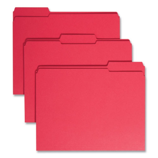 Picture of Reinforced Top Tab Colored File Folders, 1/3-Cut Tabs: Assorted, Letter Size, 0.75" Expansion, Red, 100/Box