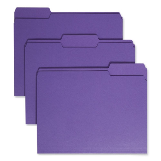 Picture of Colored File Folders, 1/3-Cut Tabs: Assorted, Letter Size, 0.75" Expansion, Purple, 100/Box