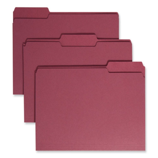 Picture of Colored File Folders, 1/3-Cut Tabs: Assorted, Letter Size, 0.75" Expansion, Maroon, 100/Box
