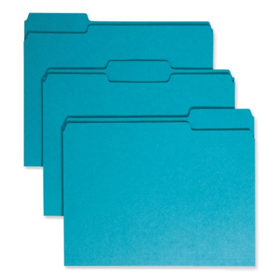 Picture of Colored File Folders, 1/3-Cut Tabs: Assorted, Letter Size, 0.75" Expansion, Teal, 100/Box