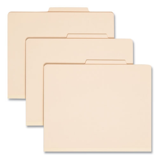 Picture of Four-Section Top Tab Classification Folders, 2" Expansion, 1 Divider, 4 Fasteners, Letter Size, Manila, 10/Box